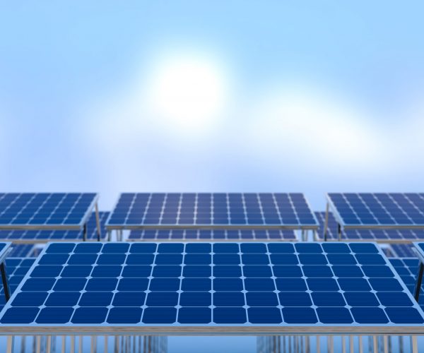 solar panels, Green energy concept. 3D illustration